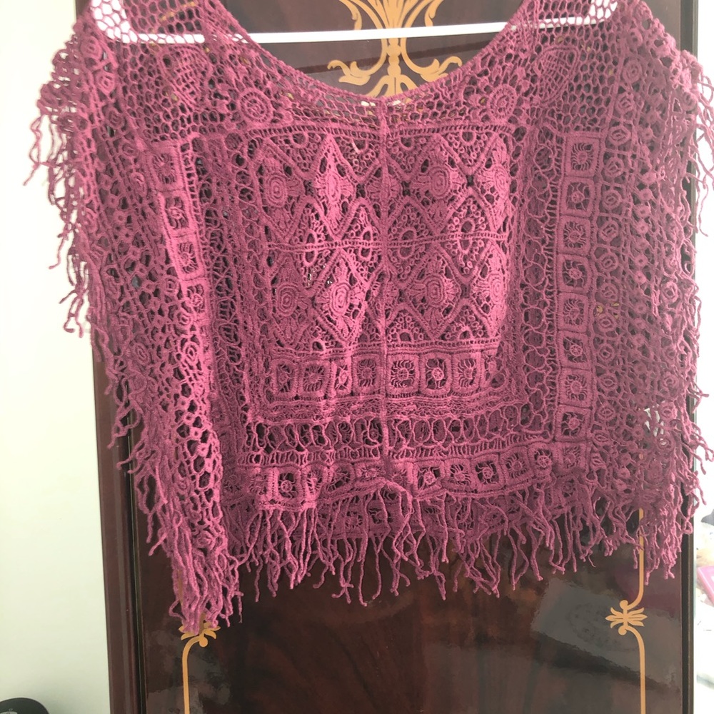 Ecote Purple Crotchet Crop Top